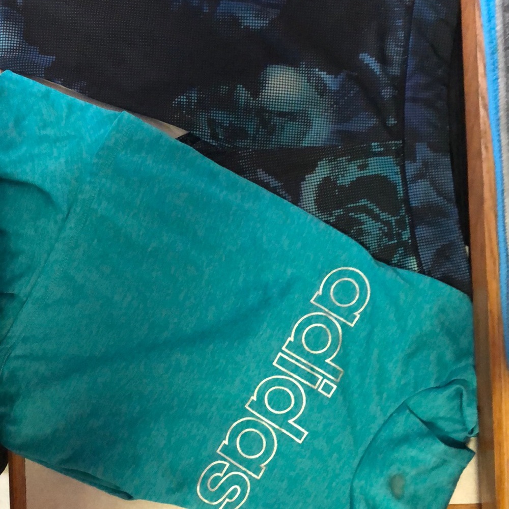 Adidas outfit long sleeve top and capris Teal